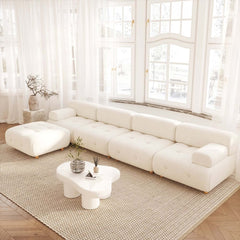 Modern L-Shaped Modular Sofa with Boucle Upholstery Main Product Image
