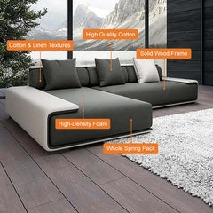 Modern L-Shaped Sleeper Sectional Sofa, Dark Gray Linen