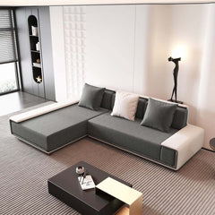 Modern L-Shaped Sleeper Sectional Sofa, Dark Gray Linen