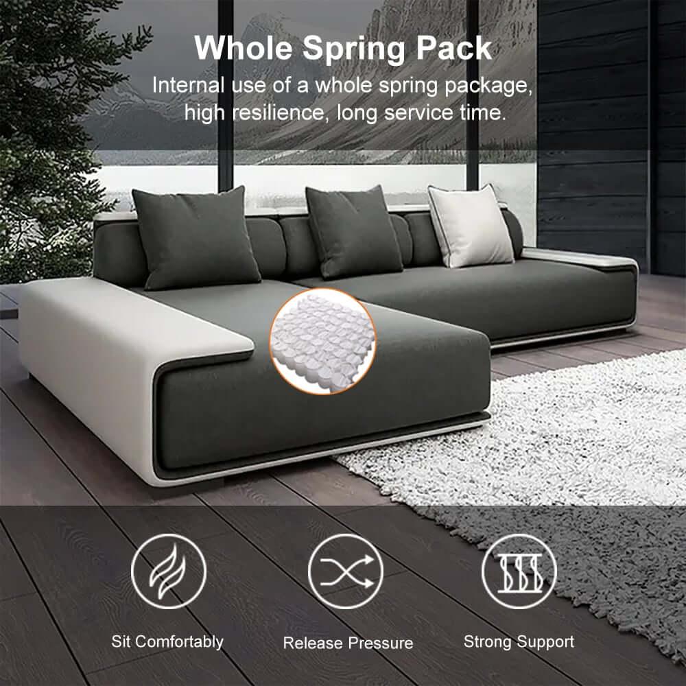 Modern L-Shaped Sleeper Sectional Sofa, Dark Gray Linen