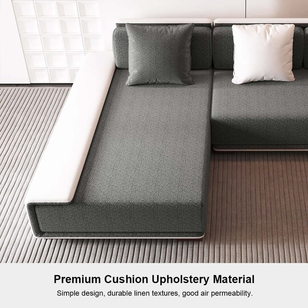 Modern L-Shaped Sleeper Sectional Sofa, Dark Gray Linen