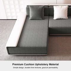 Modern L-Shaped Sleeper Sectional Sofa, Dark Gray Linen
