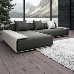 Modern L-Shaped Sleeper Sectional Sofa, Dark Gray Linen