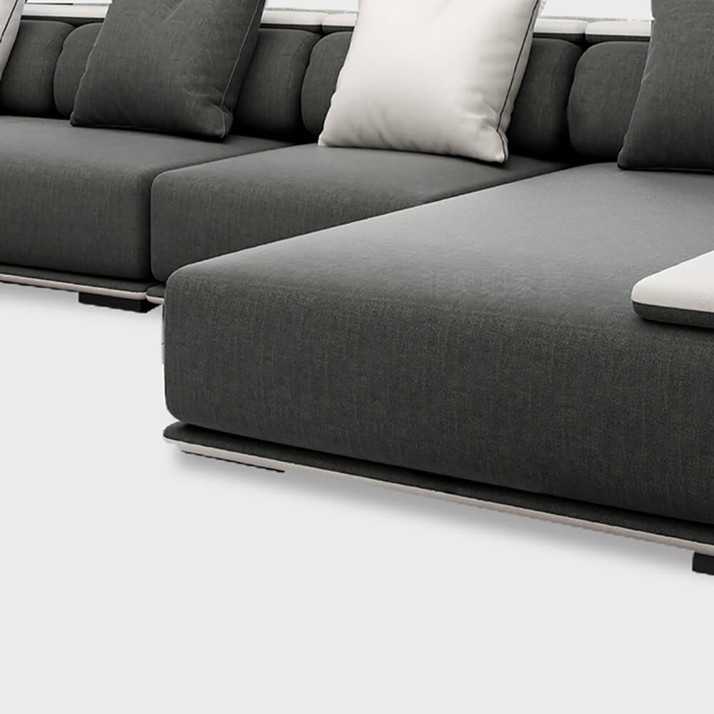 Modern L-Shaped Sleeper Sectional Sofa, Dark Gray Linen
