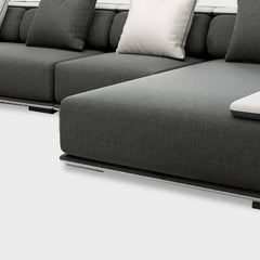 Modern L-Shaped Sleeper Sectional Sofa, Dark Gray Linen