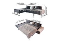 Modern L-Shaped Sleeper Sectional Sofa, Dark Gray Linen Dimensions