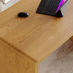 Modern L-Shaped Swivel Desk with Two Drawers and Washed White Finish