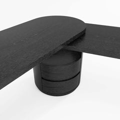 Modern L-Shaped Swivel Desk with Two Drawers and Washed White Finish