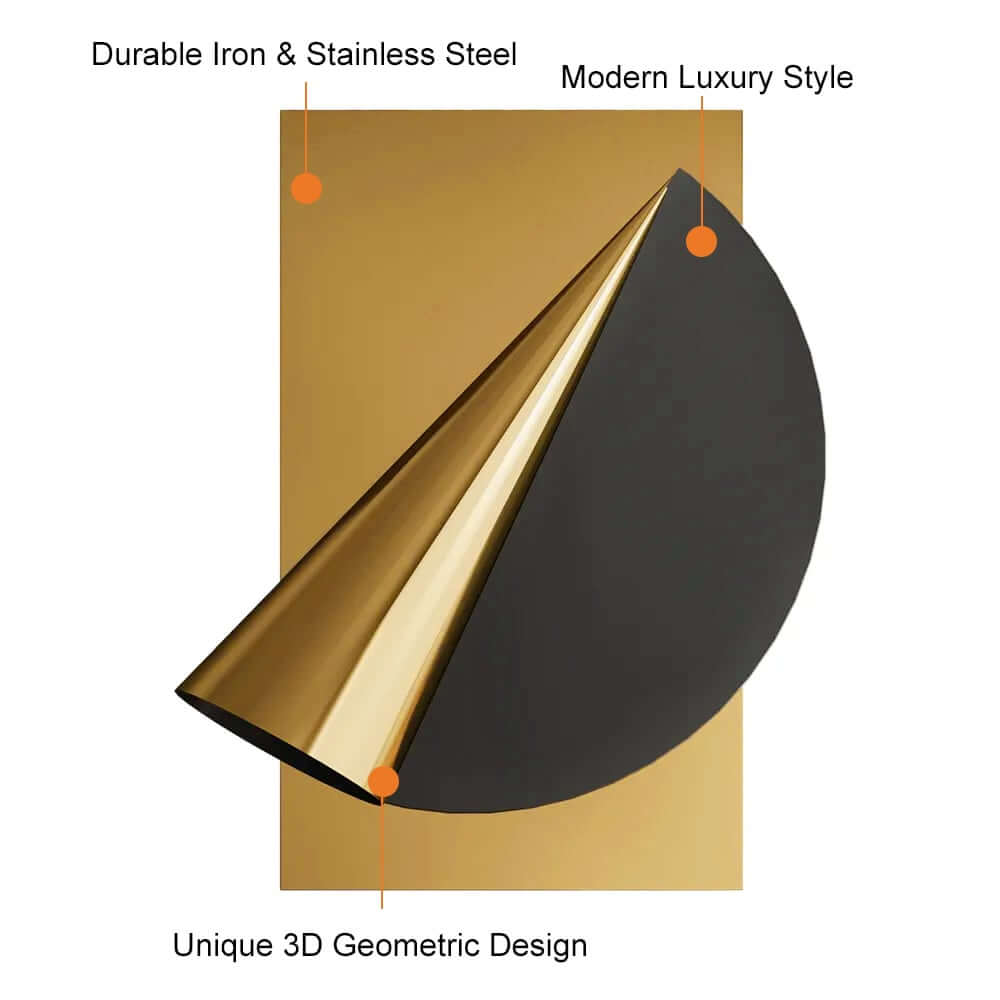 Modern Leather and Metal Wall Art with 3D Geometric Design