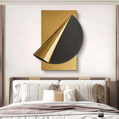 Modern Leather and Metal Wall Art with 3D Geometric Design
