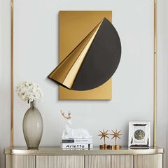 Modern Leather and Metal Wall Art with 3D Geometric Design