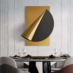 Modern Leather and Metal Wall Art with 3D Geometric Design Main Product Image