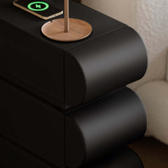 Modern Leather Nightstand with USB Ports and Wireless Charging