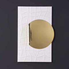 Modern Leather Wall Art with Abstract Orange and Gold Design