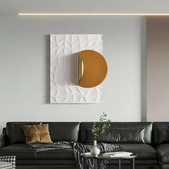 Modern Leather Wall Art with Abstract Orange and Gold Design
