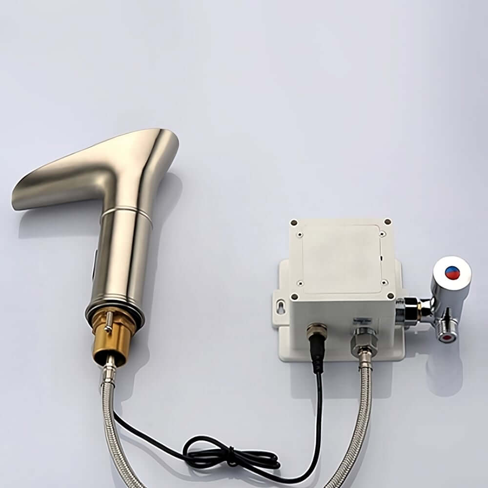Modern LED Bathroom Sink Faucet with Waterfall Spout and Brass Finish