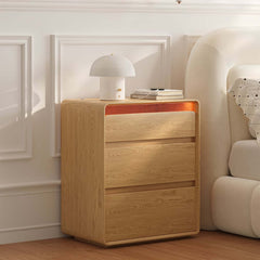Modern LED Nightstand With Engineered Wood And 3 Drawers
