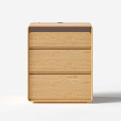 Modern LED Nightstand With Engineered Wood And 3 Drawers