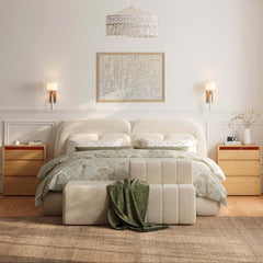 Modern LED Nightstand With Engineered Wood And 3 Drawers