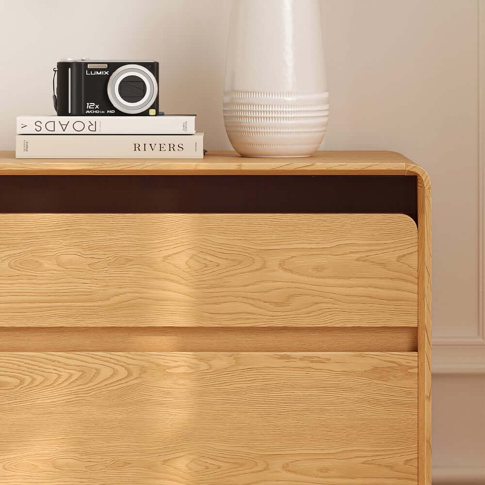 Modern LED Nightstand With Engineered Wood And 3 Drawers