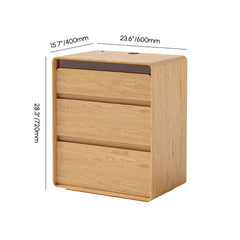 Modern LED Nightstand With Engineered Wood And 3 Drawers Dimensions