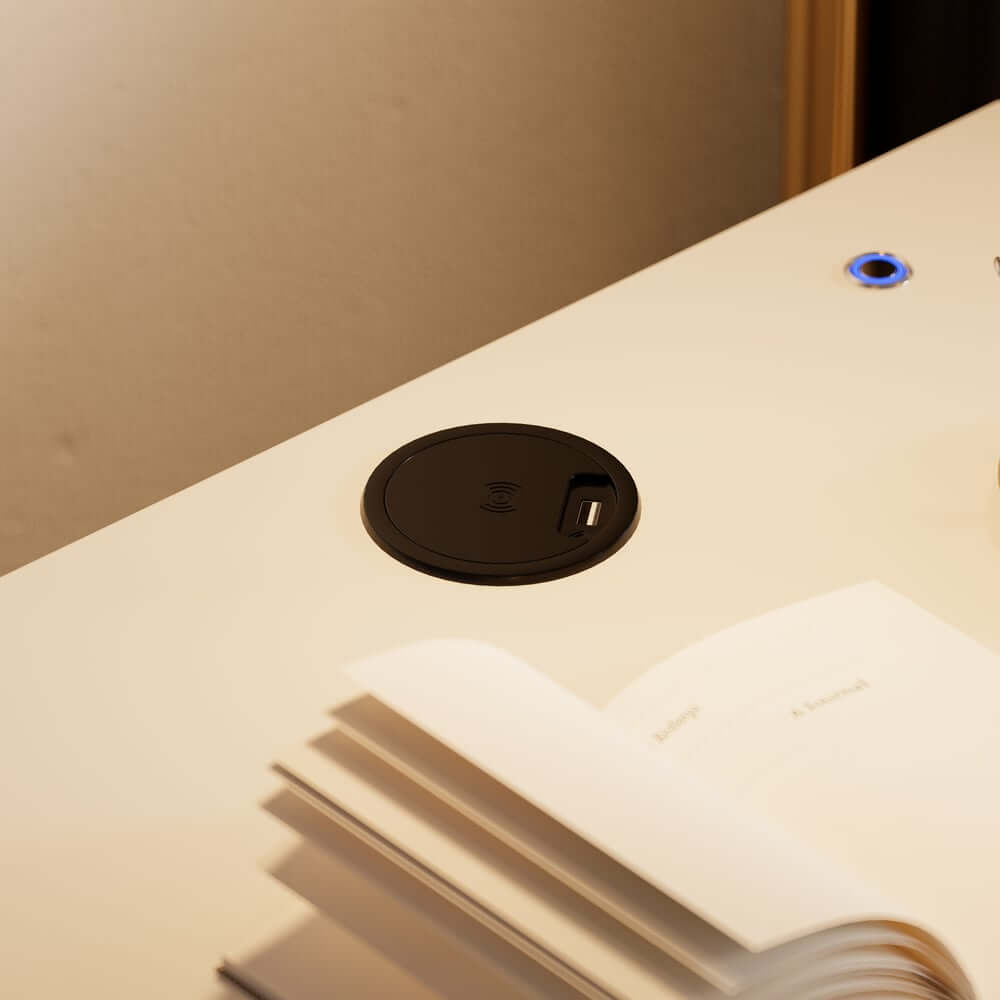 Modern LED Nightstand With Wireless Charging & USB Ports