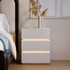 Modern LED Nightstand With Wireless Charging & USB Ports