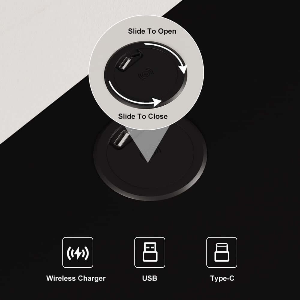 Modern LED Nightstand With Wireless Charging & USB Ports