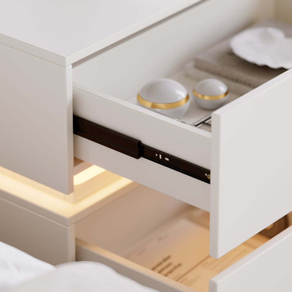 Modern LED Nightstand With Wireless Charging & USB Ports