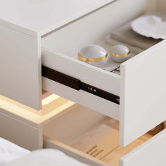 Modern LED Nightstand With Wireless Charging & USB Ports