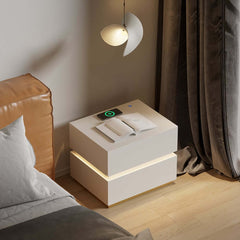Modern LED Nightstand With Wireless Charging & USB Ports