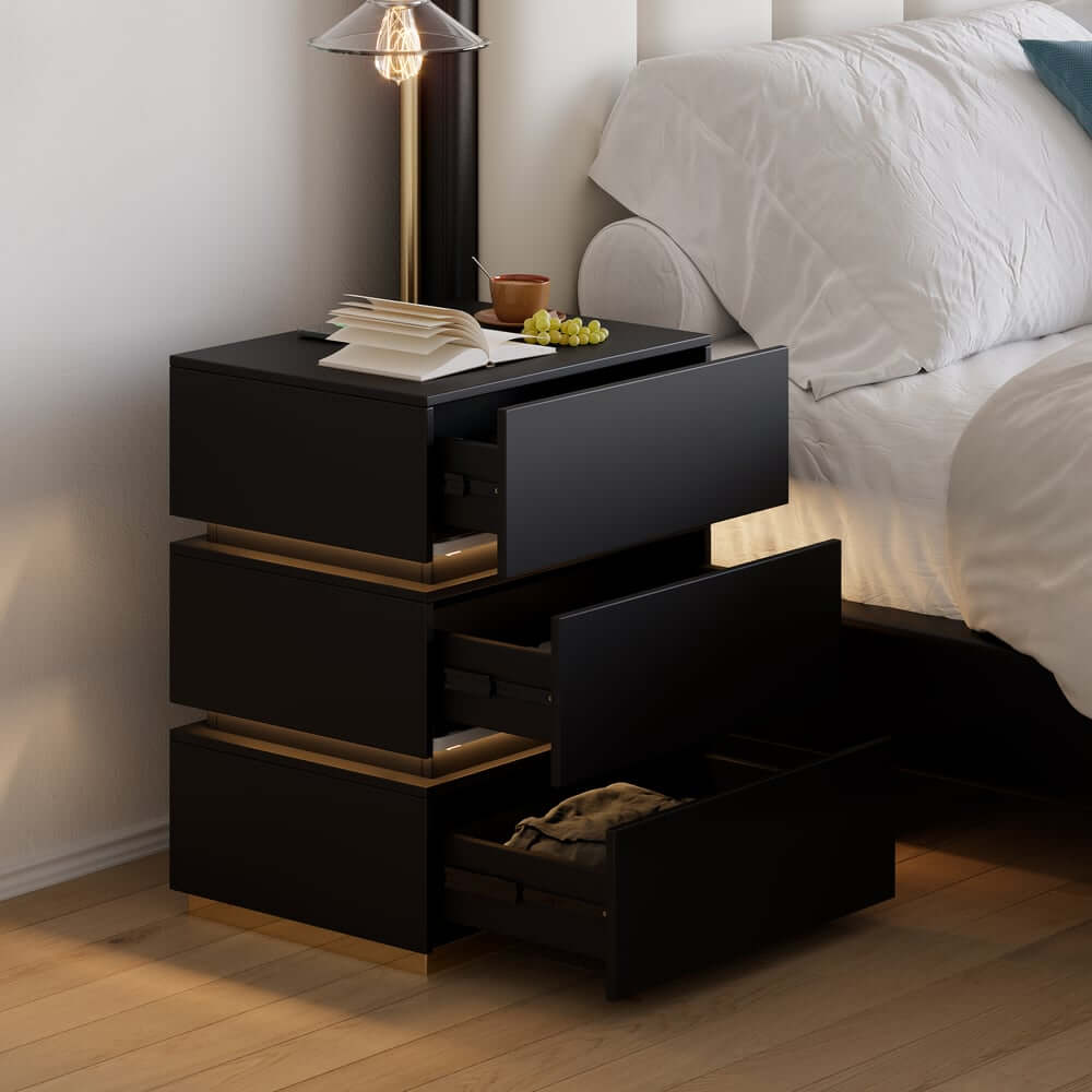 Modern LED Nightstand With Wireless Charging & USB Ports