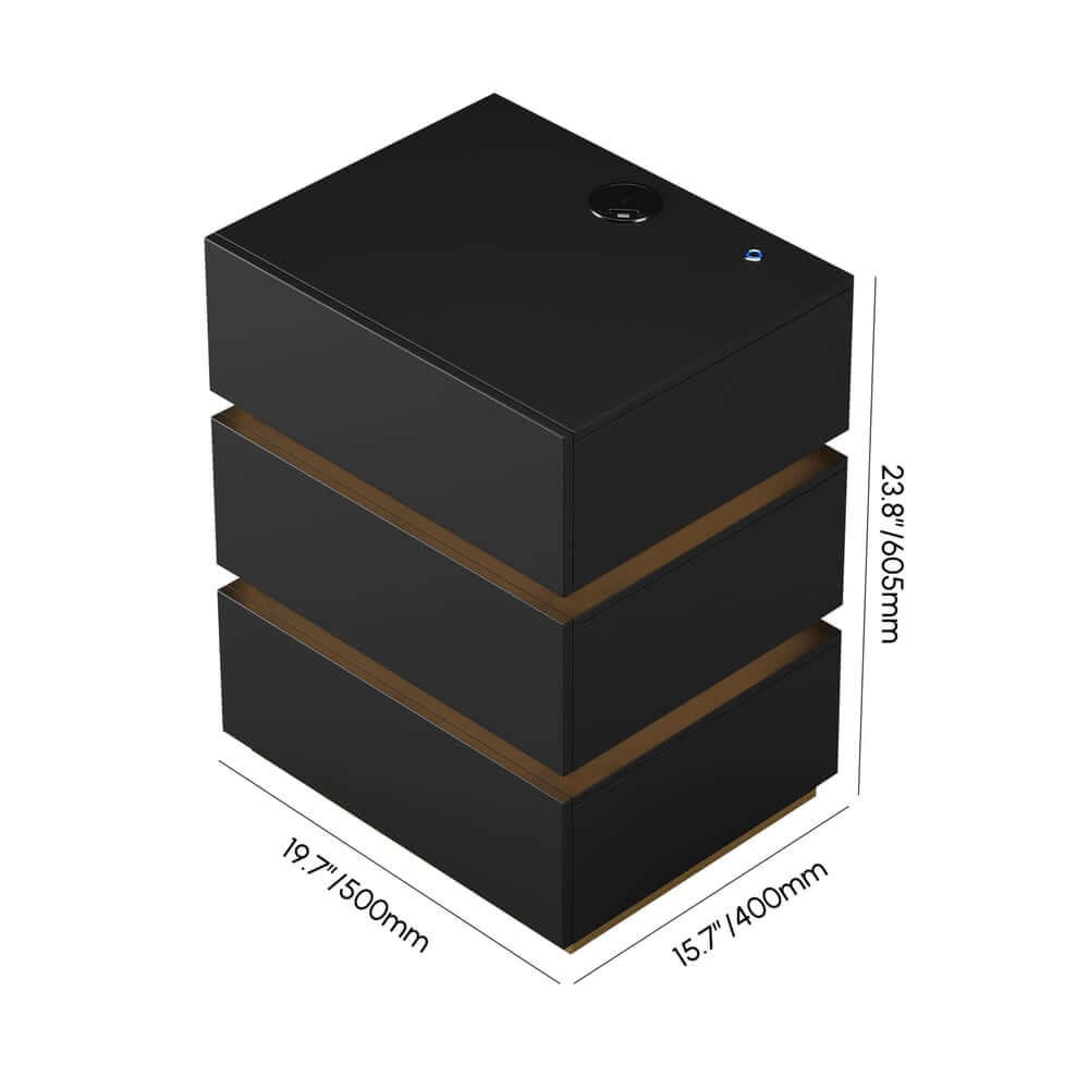 Modern LED Nightstand With Wireless Charging & USB Ports Dimensions