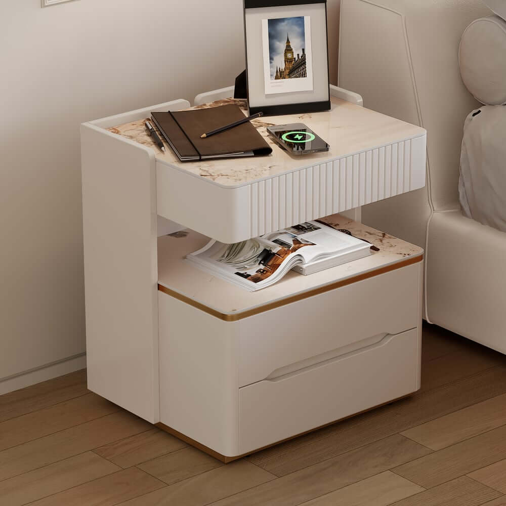 Modern LED Smart Nightstand With Wireless Charger