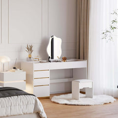 Modern LED Vanity Set with Mirror and Two Nightstands