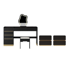 Modern LED Vanity Set with Mirror and Two Nightstands