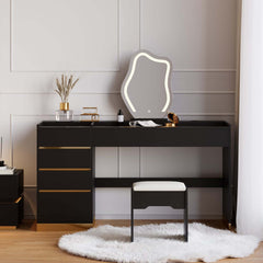 Modern LED Vanity Set with Mirror and Two Nightstands