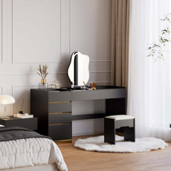 Modern LED Vanity Set with Mirror and Two Nightstands