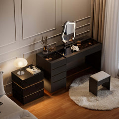 Modern LED Vanity Set with Mirror and Two Nightstands