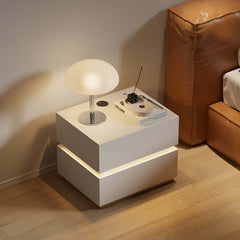 Modern LED Vanity Set with Mirror and Two Nightstands