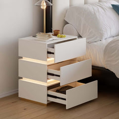 Modern LED Vanity Set with Mirror and Two Nightstands