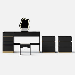 Modern LED Vanity Set with Mirror and Two Nightstands