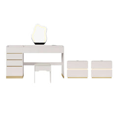 Modern LED Vanity Set with Mirror and Two Nightstands