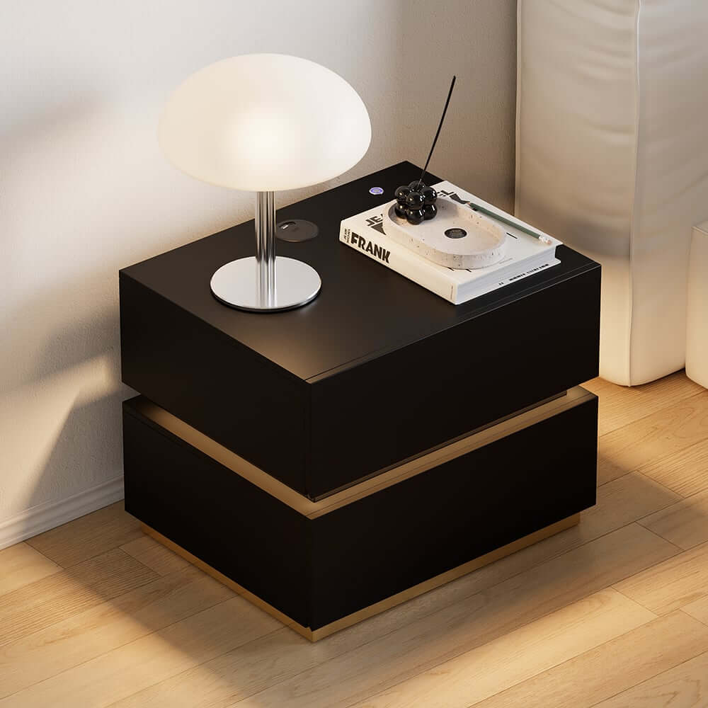 Modern LED Vanity Set with Mirror and Two Nightstands