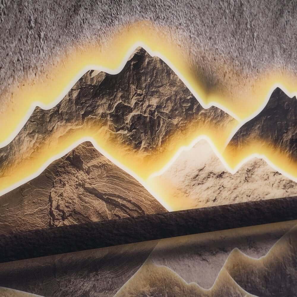 Modern LED Wall Art with Abstract Mountain Silhouette in Semicircle Design