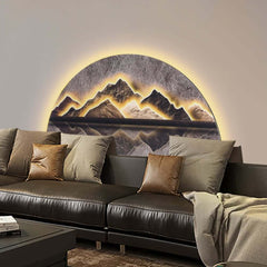 Modern LED Wall Art with Abstract Mountain Silhouette in Semicircle Design
