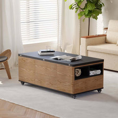 Modern Lift-Top Coffee Table With Storage & Wheels