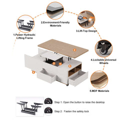 Modern Lift-Top Coffee Table With Storage & Wheels