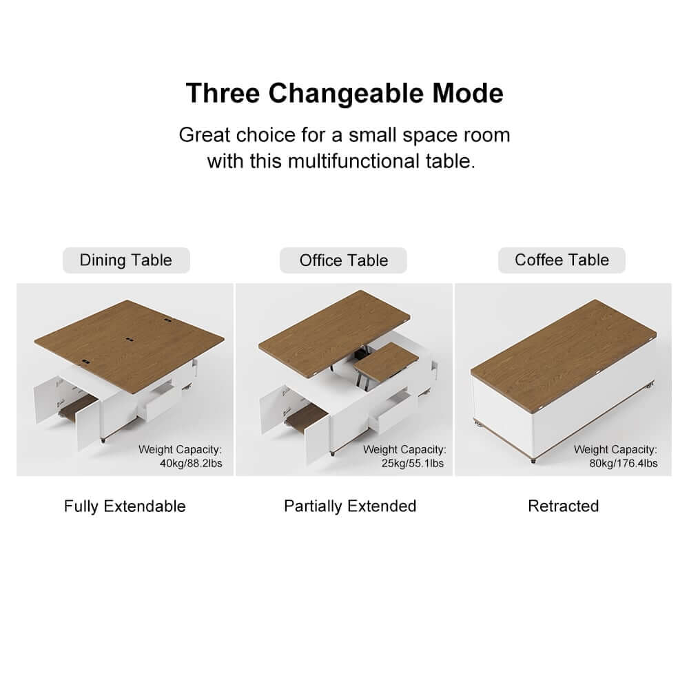 Modern Lift-Top Coffee Table With Storage & Wheels