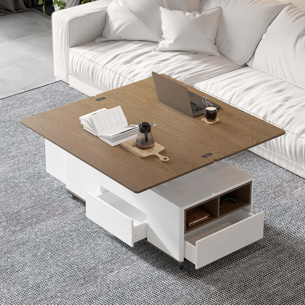Modern Lift-Top Coffee Table With Storage & Wheels